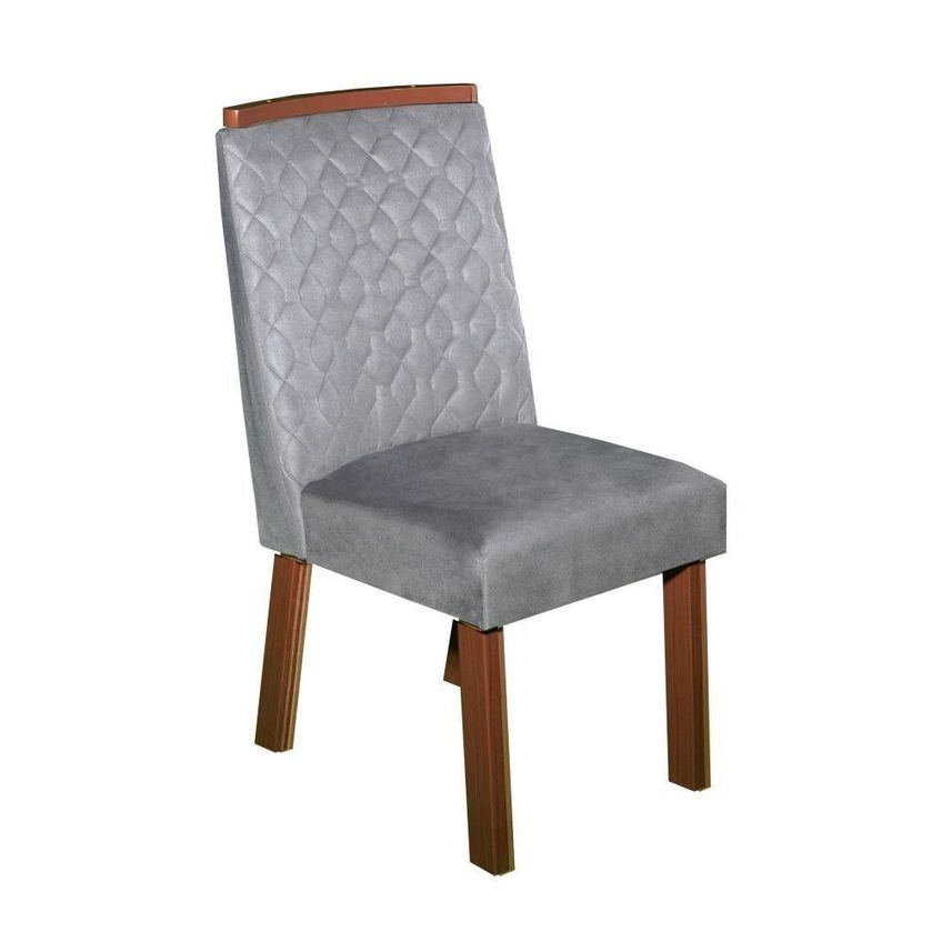 Sala De Jantar Paola 4 Lugares Tampo Mdf E Vidro Cadeiras Cinza 90cm Bom Pastor Móveis - imagem 4