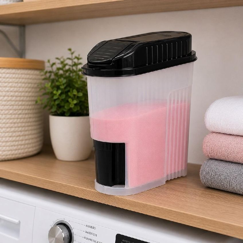 Porta Sabão Em Pó Com Dosador Plástico Resistente Bpa Free Organizador Lavanderia Multiuso 2l Yeet - imagem 3