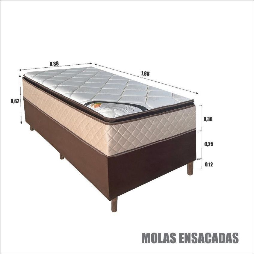 Colchão Solteiro Molas Ensacadas Fiori D33 Pillow Top Americano Bege Bom Pastor - imagem 5