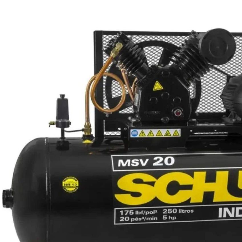 Moto Esmeril 6pol 300w E Compressor De Ar 20 Pés 250 L 5hp Trifásico Schulz - 110v - imagem 3
