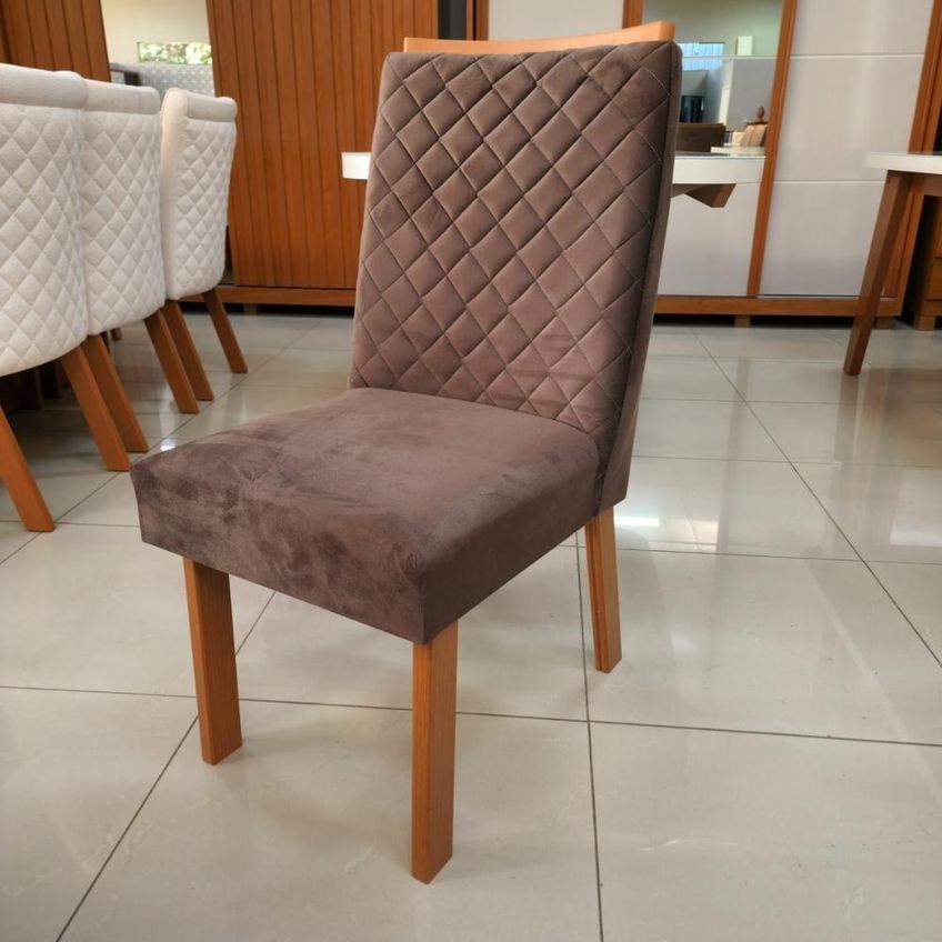 Sala De Jantar Mel 6 Lugares Tampo Mdf Com Vidro Off-white Bom Pastor Móveis - imagem 4