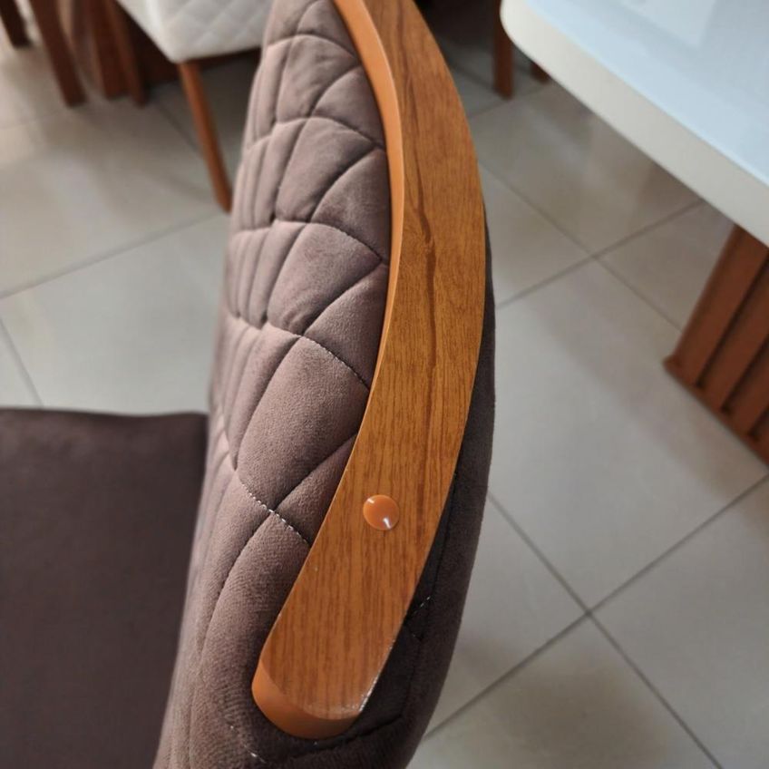Sala De Jantar Mel 6 Lugares Tampo Mdf Com Vidro Off-white Bom Pastor Móveis - imagem 5