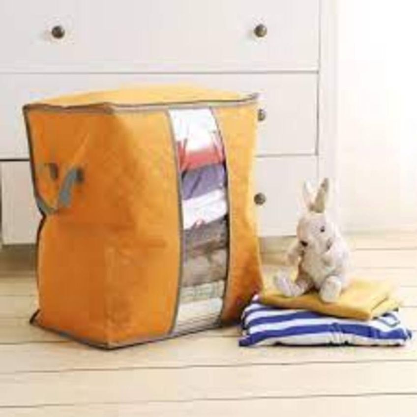 Caixa Dobrável De Armazenamento 44 X 28 X 50 Cm Com Janela Transparente Para Roupas Cobertores - imagem 4