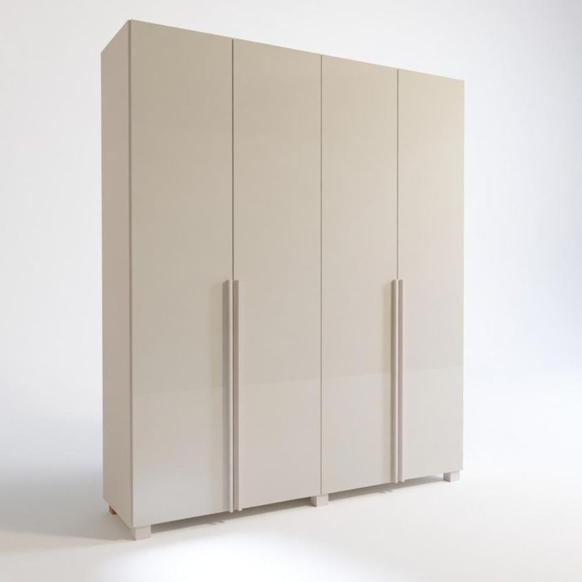Guarda Roupa Solteiro BP 01 4 Portas de Bater 3 Gavetas MDF Bege - imagem 3