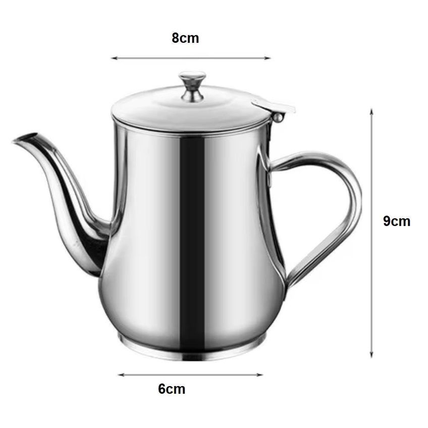 Bule Mini Cafeteira Vintage Para Café Chá Leite Aço Inox Com Filtro Interno E Tampa Anatômica Prata - imagem 3