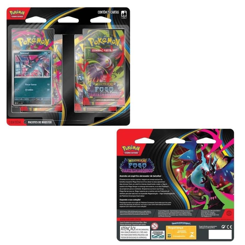 Blister Pokémon Quadruplo Megaevolução Fogo Fantasmagórico 25 Cards - imagem 4