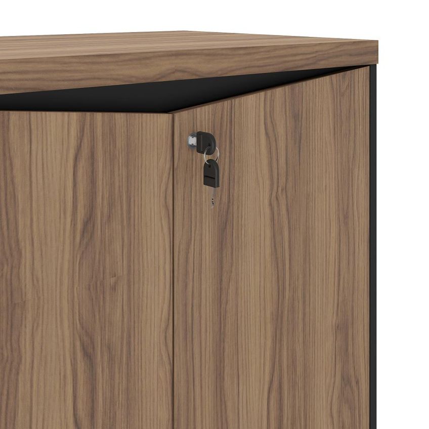 Armário Para Escritório Com 2 Portas E 3 Prateleiras Y37 Nogal/preto Artany - imagem 3