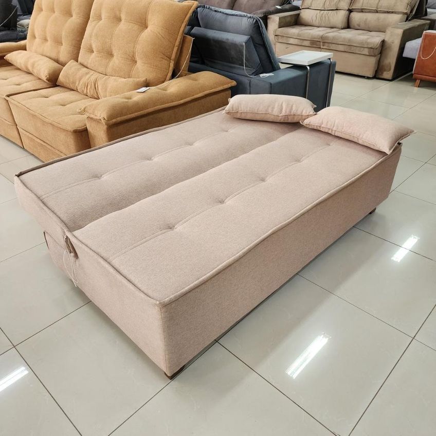 Sofá Cama Zoe 2 Lugares Retrátil E Reclinável 185cm Bege Bom Pastor - imagem 3