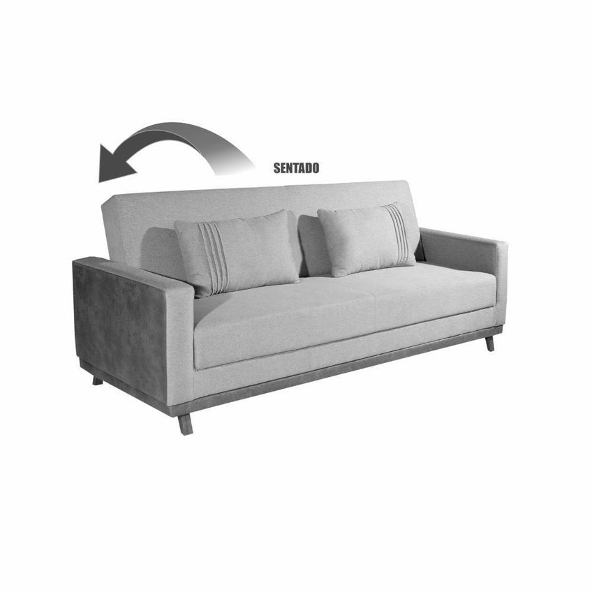 Sofá Cama Yara 3 Lugares Retrátil E Reclinável 205cm Bege Linho Bom Pastor - imagem 5