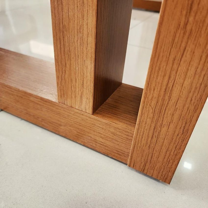 Sala De Jantar Karen 6 Lugares Tampo Em Mdf Com Vidro Off-white Cadeiras Marrom Bom Pastor Móveis - imagem 4