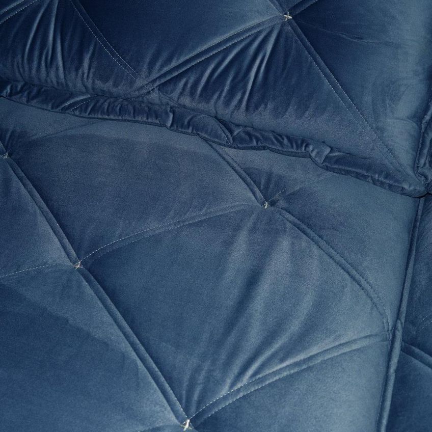 Sofá Com Chaise Canyon 3 Lugares Retrátil E Reclinável 210cm Azul Veludo Bom Pastor Móveis - imagem 3