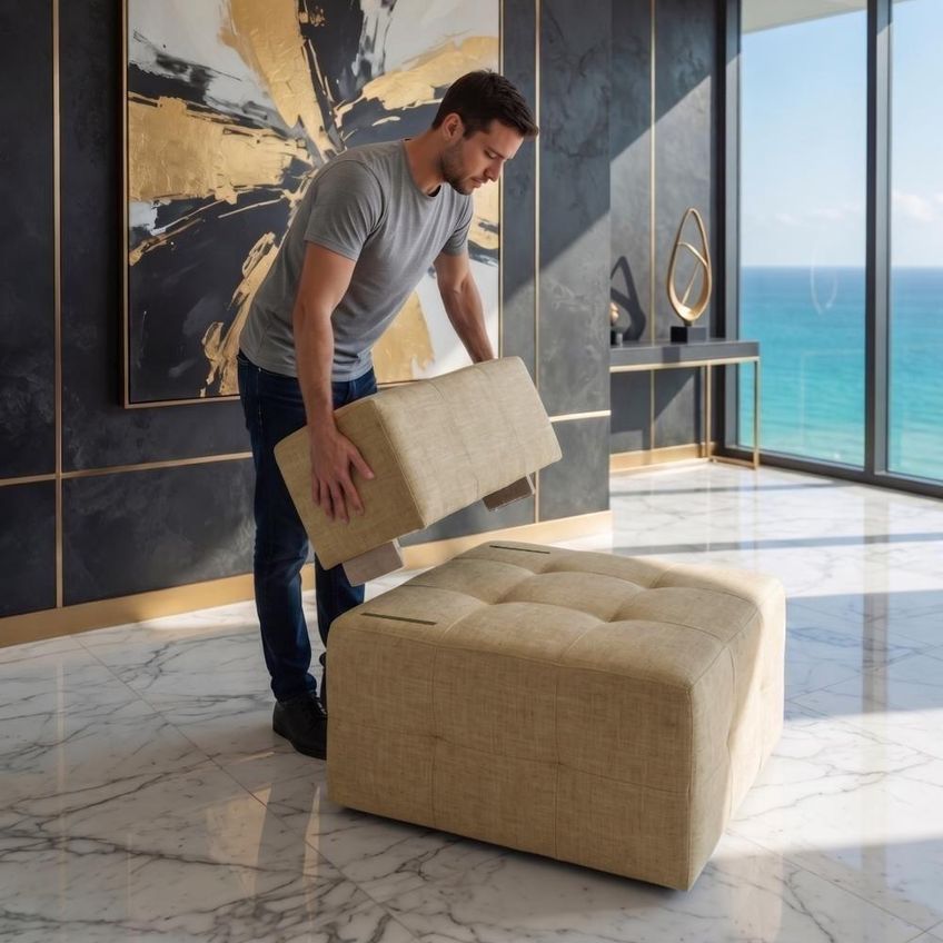 Sofá Modular Canto Luxo Bom Pastor 5 Lugares Reclinável 255cm Bege Linho - imagem 4