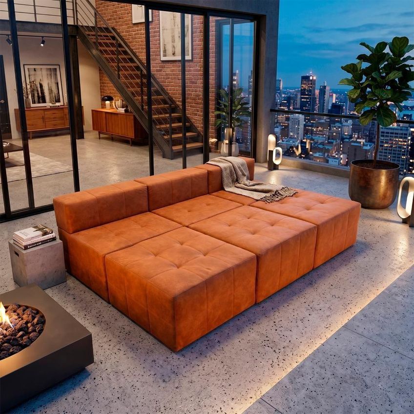 Sofá Modular Confort 5 Lugares Com Chaise 255cm Caramelo Bom Pastor - imagem 4
