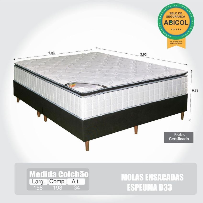 Colchão King Molas Ensacadas Miami D33 Com Base Branco Bom Pastor - imagem 2