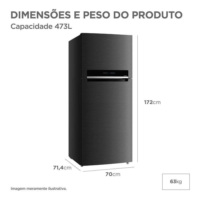 Geladeira Midea Duplex Frost Free Inverter 473l Mdrt611evadx1 Preto 110v - imagem 4