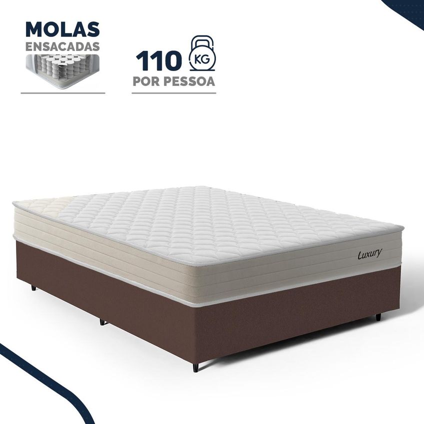 Cama Box Casal Com Colchão De Molas Ensacadas Luxury 138x188x59cm - imagem 5