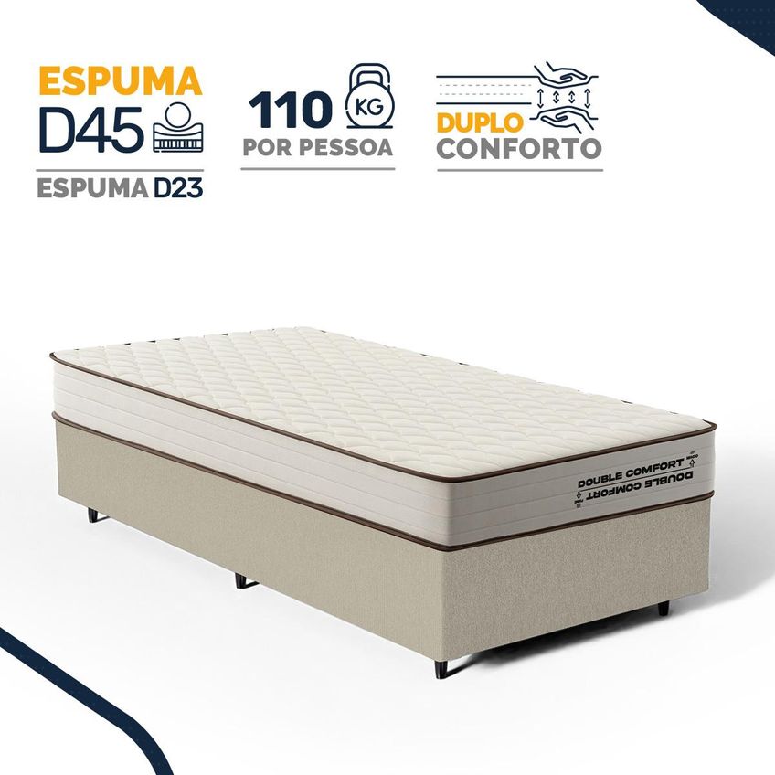Cama Box Solteiro Com Colchão De Espuma D45 Double Comfort 88x188x59cm - imagem 5