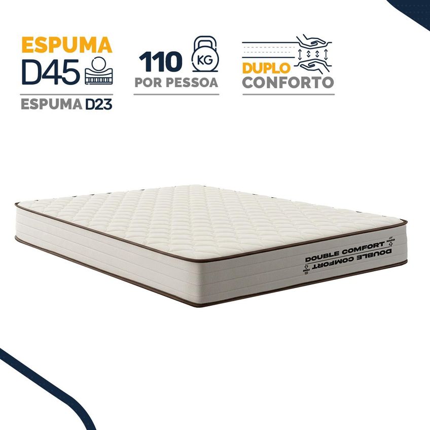 Colchão De Espuma Queen D45 Double Comfort 158x198x20cm - imagem 5