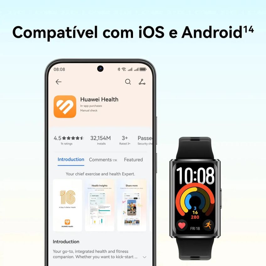 Smartwatch Huawei Band 11 Pro Azul Alumínio Fluoroelastômero - imagem 5