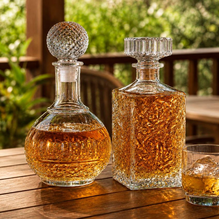 Garrafa Frasco Licor Whisky Licoreira Vidro 920ml Kit 2pçs - imagem 3