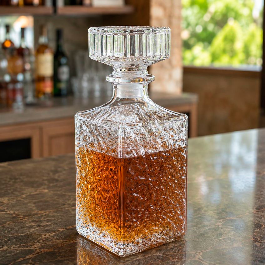 Garrafa Frasco Licoreira Whisky Licor Quadrada Vidro 920ml - imagem 3
