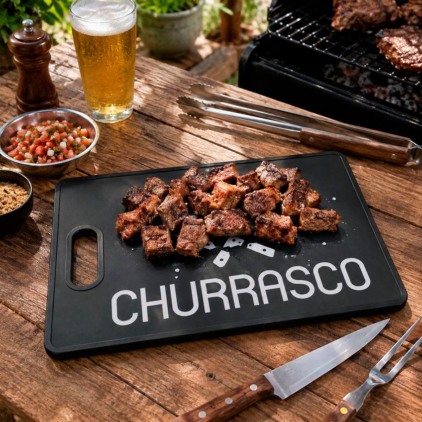 Tábua De Corte Grande Servir Carne Churrasco Cozinha 30x44cm - imagem 4