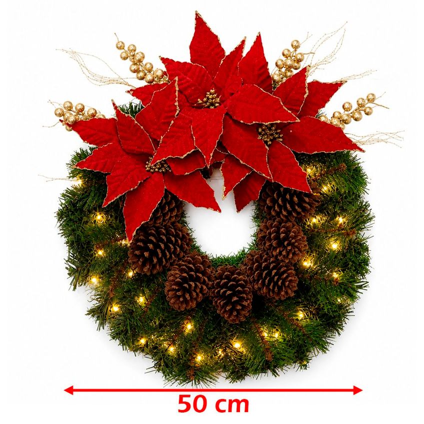 Guirlanda Natalina Pinha Natural Decoração Porta Parede 50cm - imagem 5