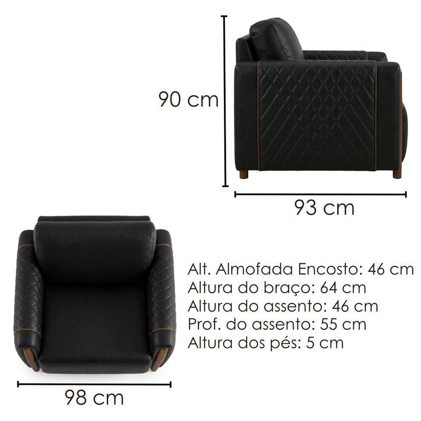 Poltrona Decorativa Aurora Pes Madeira Courino TCS 724 Moll - imagem 3