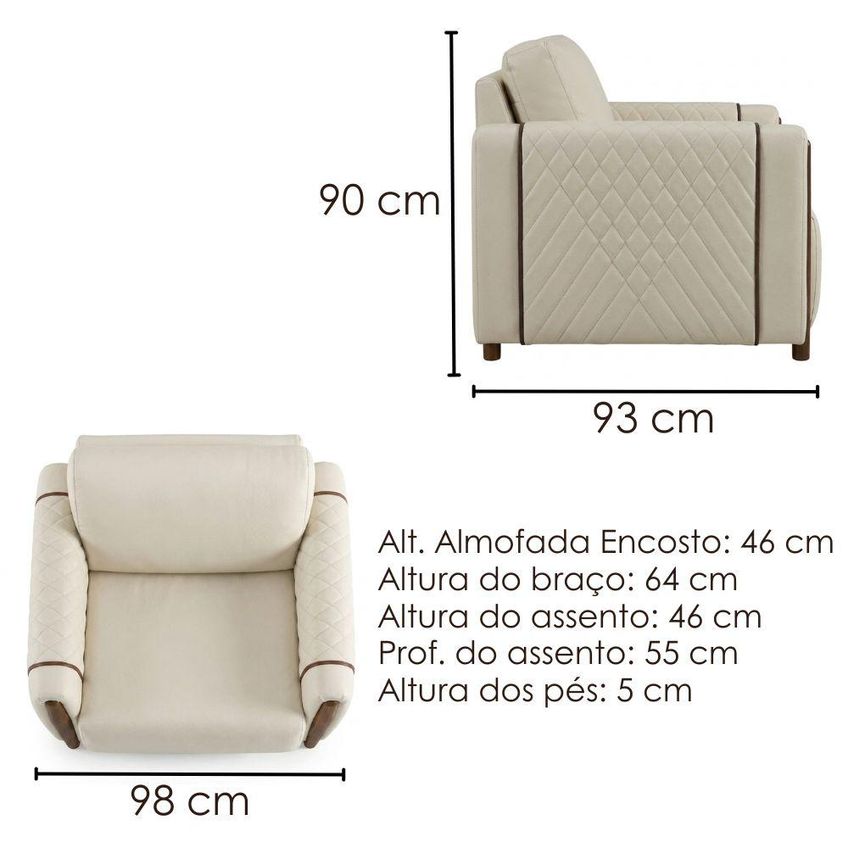 Poltrona Decorativa Aurora Pes Madeira Courino TCS 725 Moll - imagem 3