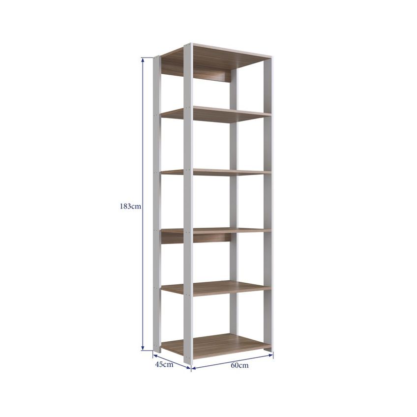 Estante De Escritório Com 5 Prateleiras 60cm Multimóveis CRPRO-EST009 Branco/Madeirado - imagem 3