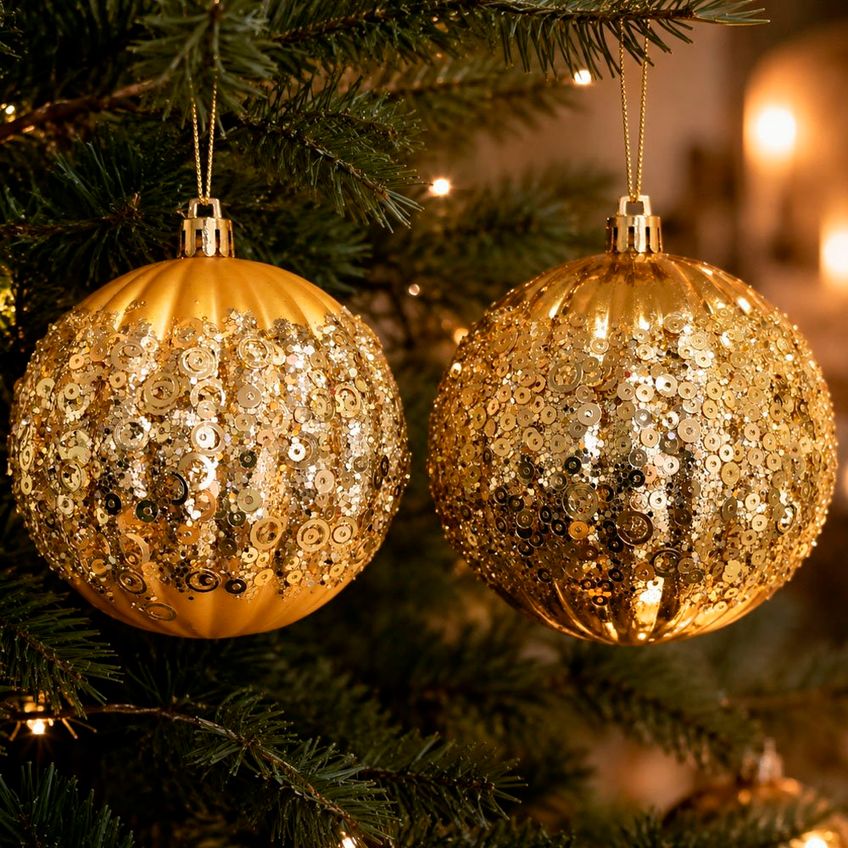 Bola Dourada Enfeite Árvore De Natal Decoração 8cm Kit 18pçs - imagem 2