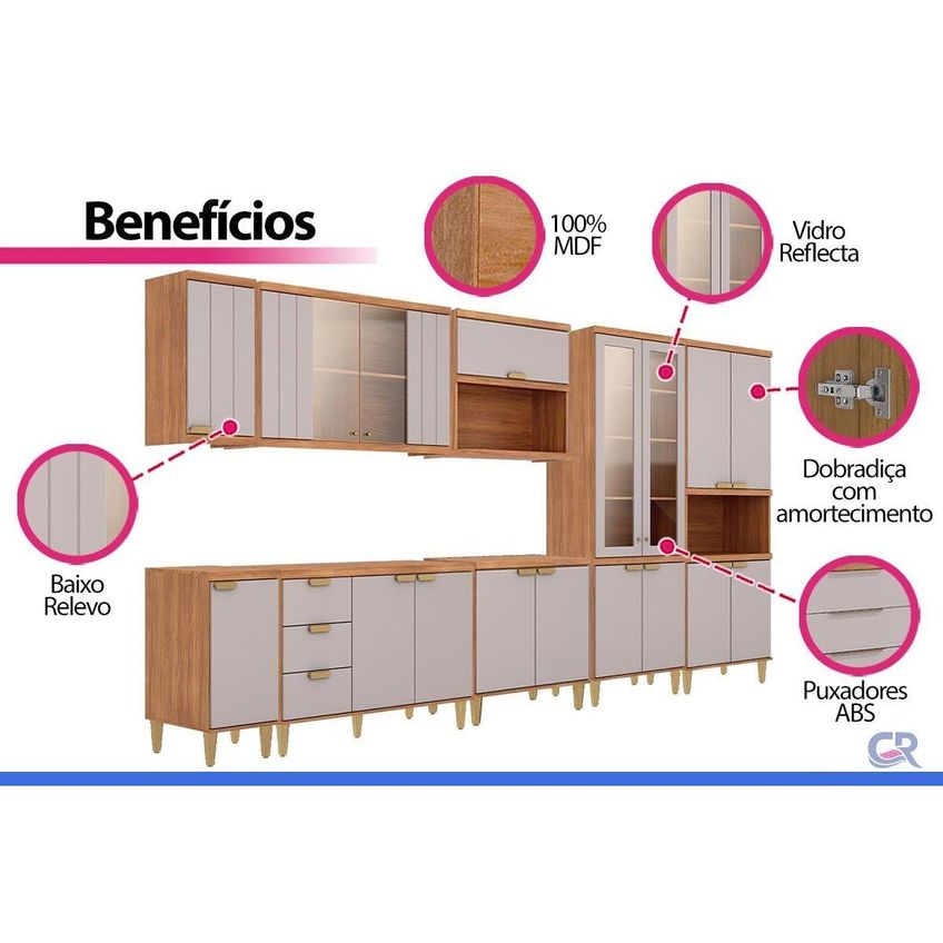 Cozinha Completa 8 Peças Elena Cz542 Cinamomo/platina Mgm - imagem 5