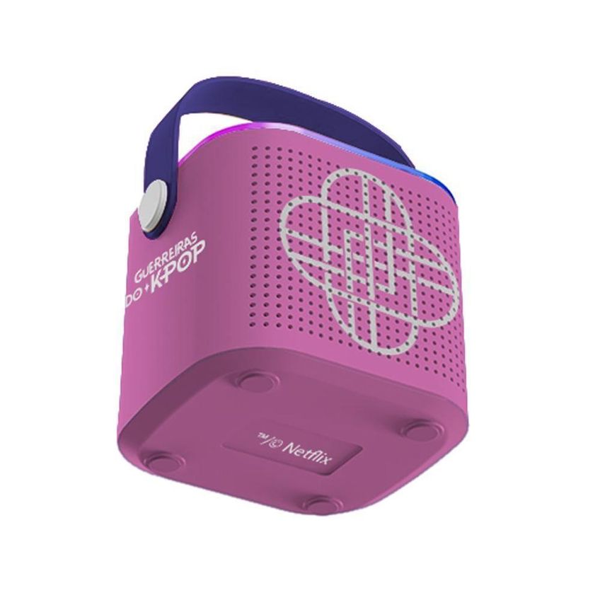 Caixa De Som Karaokê Infantil Com Bluetooth E Luzes Roxo Candide 2 Microfones - imagem 3