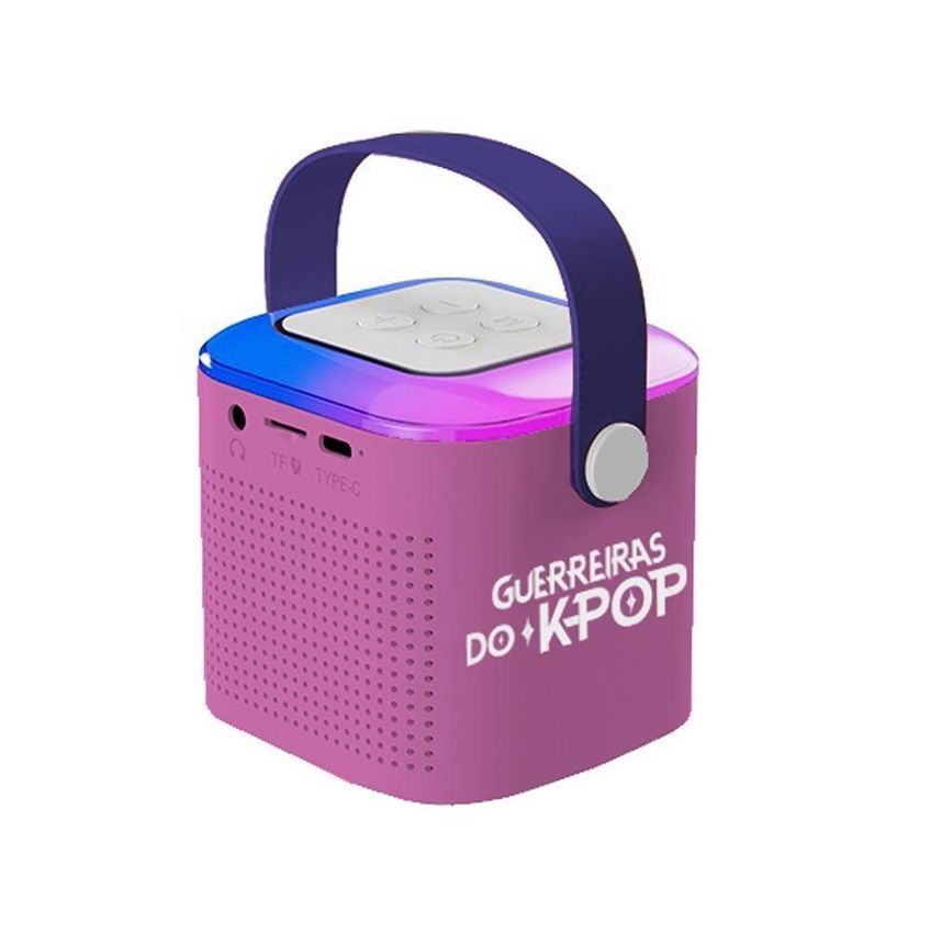 Caixa De Som Karaokê Infantil Com Bluetooth E Luzes Roxo Candide 2 Microfones - imagem 4