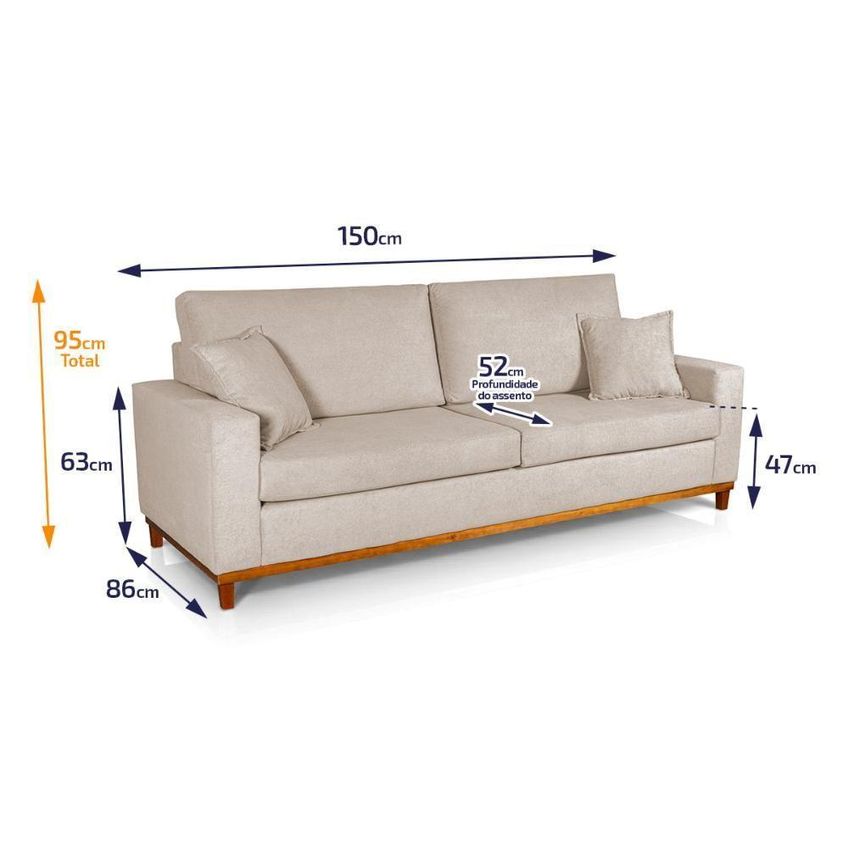 Sofá Marau 2 Lugares Retrátil 150cm Bege Suede King - imagem 3