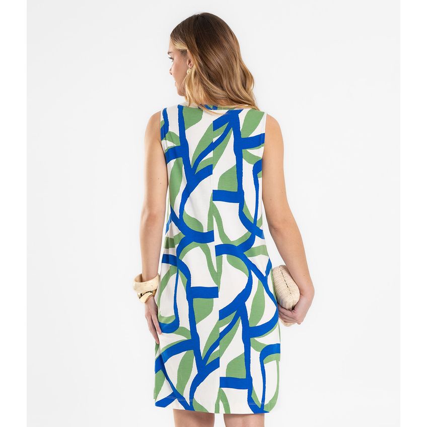 Vestido Feminino Estampado Viscotorcion Rovitex Azul GG - imagem 3