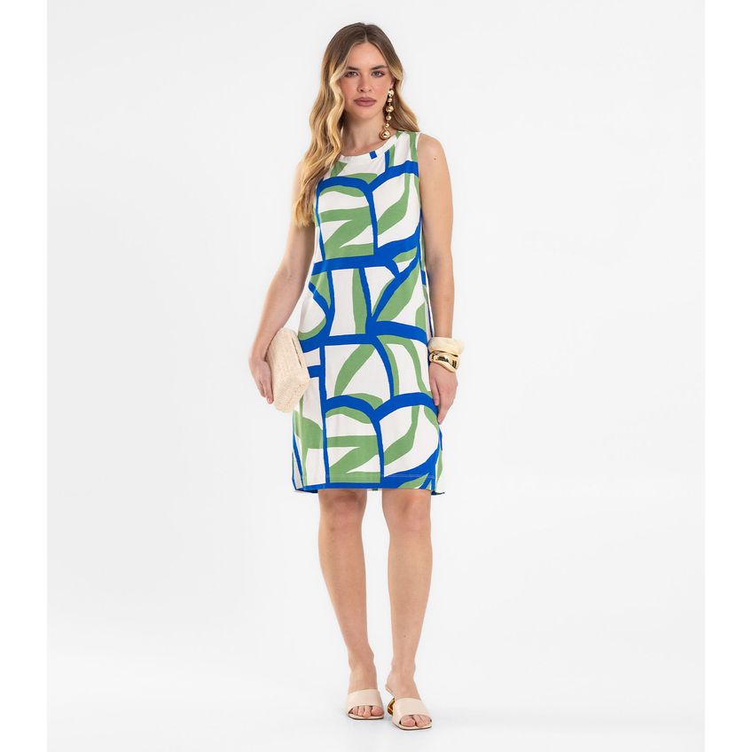 Vestido Feminino Estampado Viscotorcion Rovitex Azul GG - imagem 4