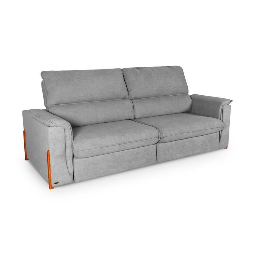 Sofá Linea 3 Lugares Reclinável 230cm Cinza Linho Bouclê King - imagem 4