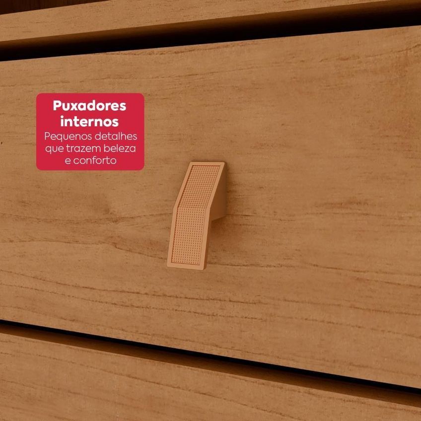 Guarda Roupa Casal Easy Like 6 Portas De Bater 6 Gavetas MDF Amendoa Clean Off White Móveis Lopas - imagem 3