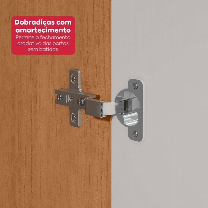 Guarda Roupa Casal Easy Like 6 Portas De Bater 6 Gavetas MDF Amendoa Clean Off White Móveis Lopas - imagem 5
