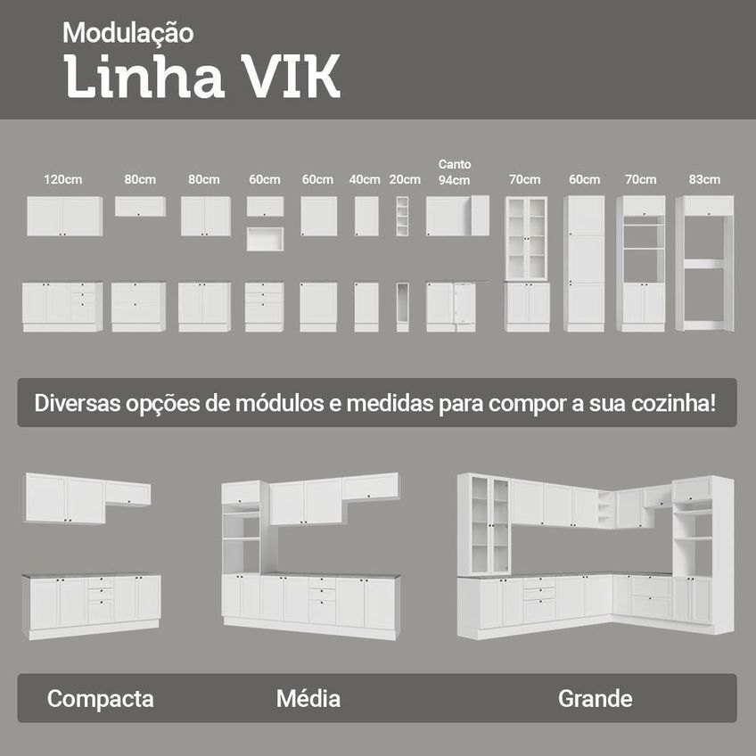 Cozinha Completa Vik 9 Portas 3 Gavetas Mdp 270cm Madesa - imagem 4