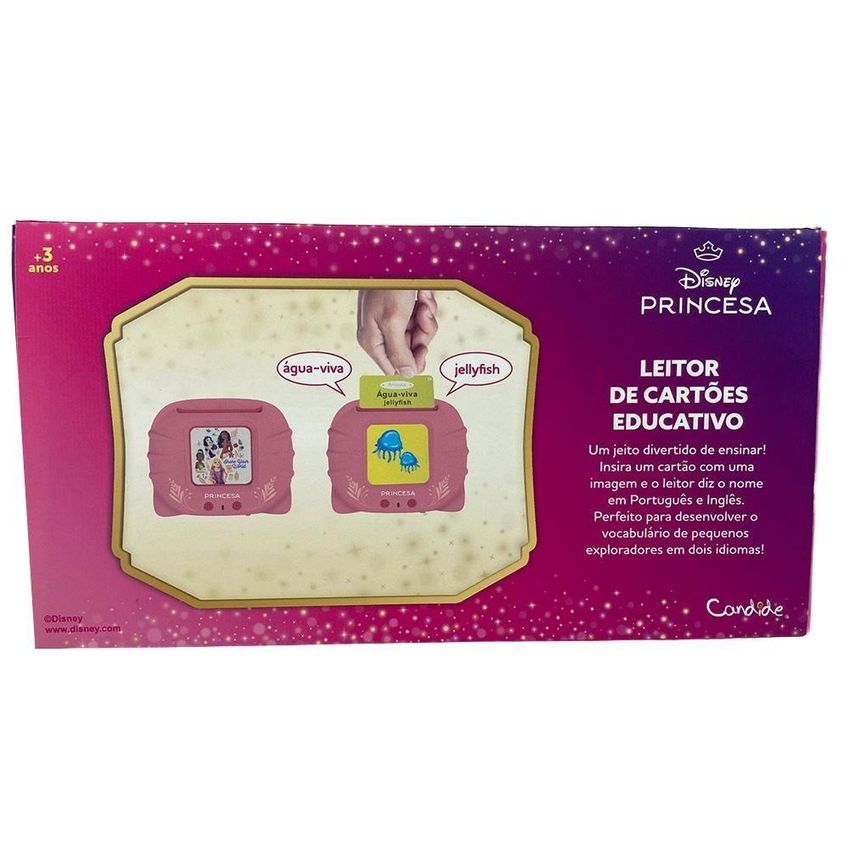 Leitor De Cartão Educativo Princesa 224 Cartões Bilíngues Rosa Candide - imagem 4