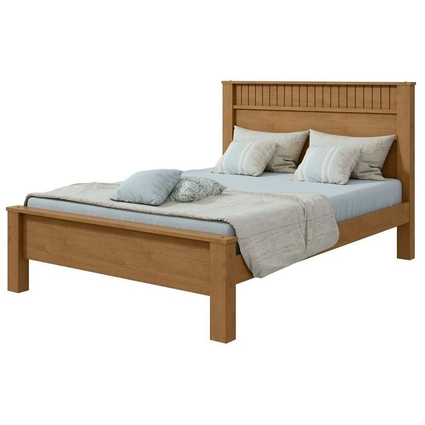 Cama Casal Athenas MDF-MDP Amendoa Clean Móveis Lopas - imagem 3