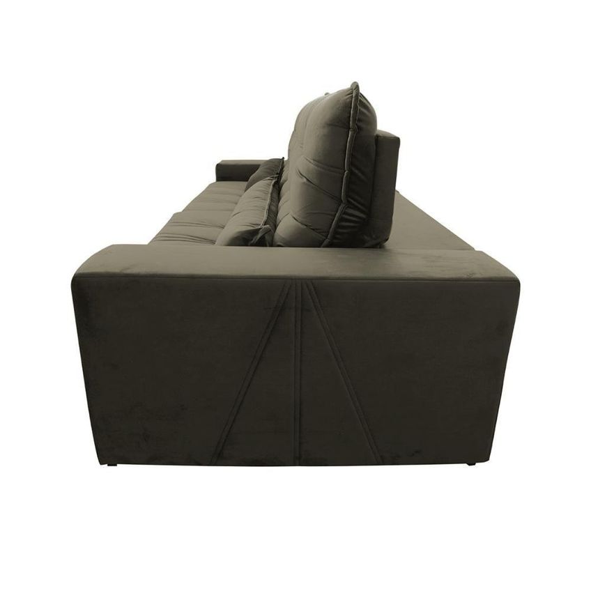 Sofá Retrátil Reclinável Zurique 3,00m Suede Velut Marrom Claro Molas No Assento - King House - imagem 3