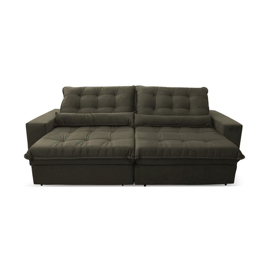 Sofá Retrátil Reclinável Zurique 3,00m Suede Velut Marrom Claro Molas No Assento - King House - imagem 4