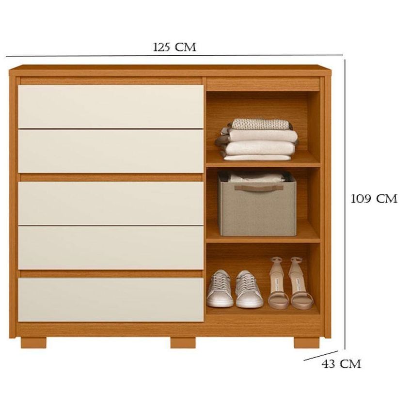Guarda Roupa Solteiro Doble 4 Portas De Bater 4 Gavetas Mdp Cinamomo Off White Albatroz Móveis 160cm - imagem 3