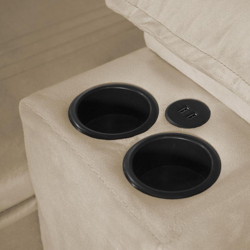 Sofá Retrátil Tesla 2,60m USB e Porta Copo Suede Bege - imagem 4