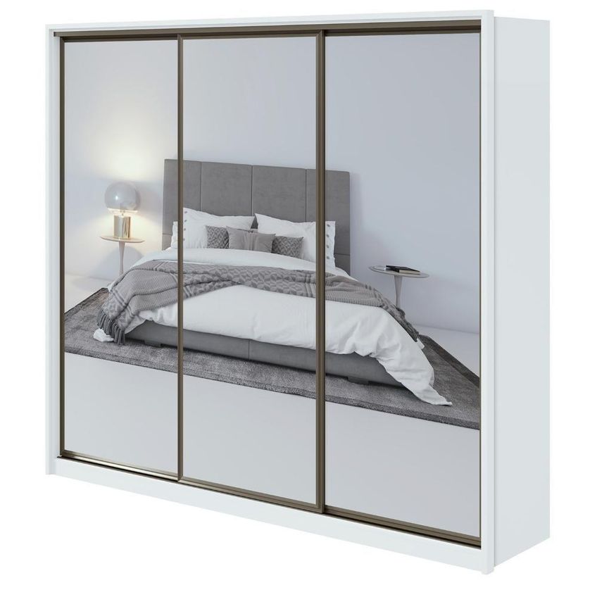 Guarda Roupa Casal Spazio 3 Portas De Correr 6 Gavetas Mdf Branco Com Corrediças Telescópicas Móveis - imagem 2