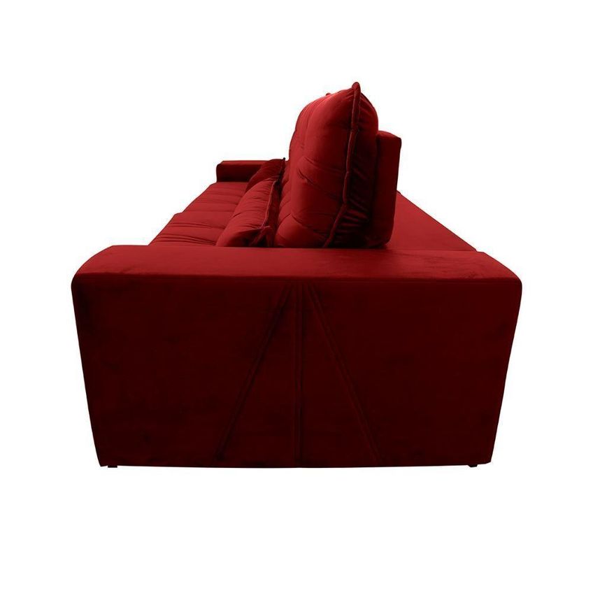 Sofá Retrátil Reclinável Zurique 2,70m Suede Velut Vermelho Molas No Assento King House - imagem 5