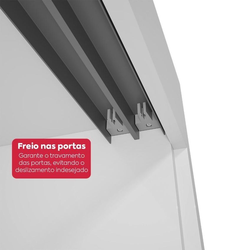 Guarda Roupa Casal Easy Light 2 Portas De Correr Com Espelho 2 Gavetas Mdf Mdp Branco Móveis Lopas - imagem 5